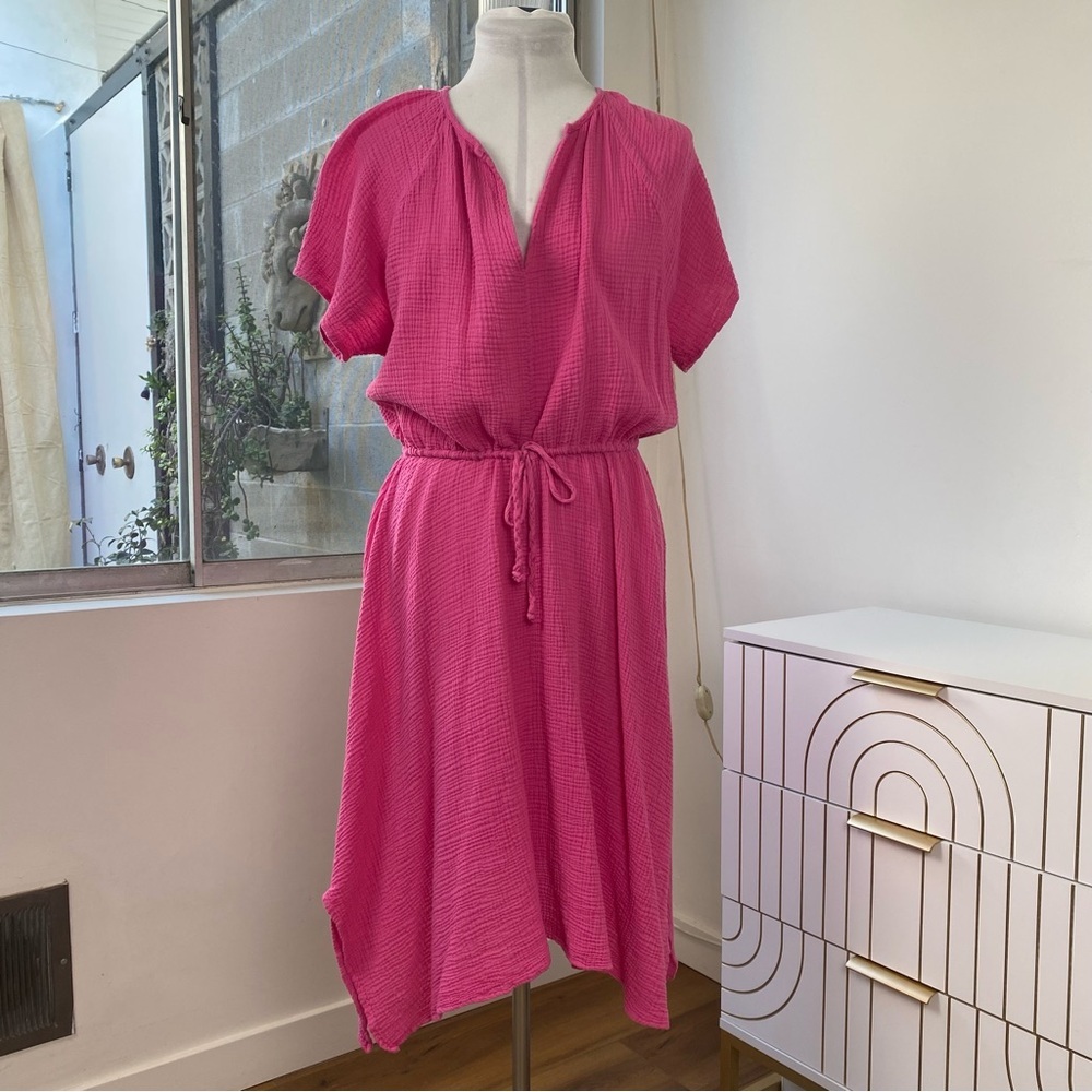 Sundry NWOT Handkerchief Hem Gauze Coverup Dress in Pink, Size M - Picture 2 of 8
